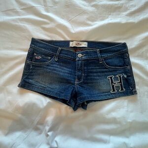 Hollister Blue Jean Shorts with Distressed Hem